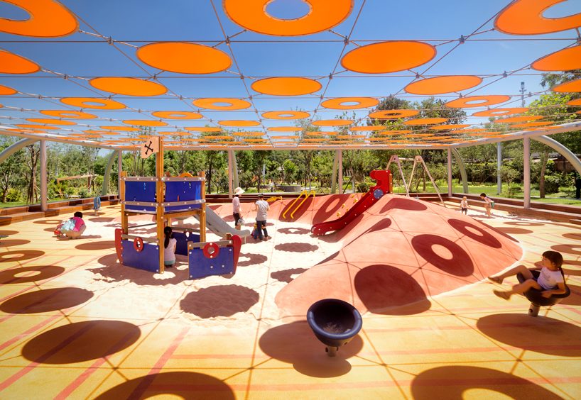 BAM's 'indigo playground' features discs that cast a checkerboard of shadows across the park