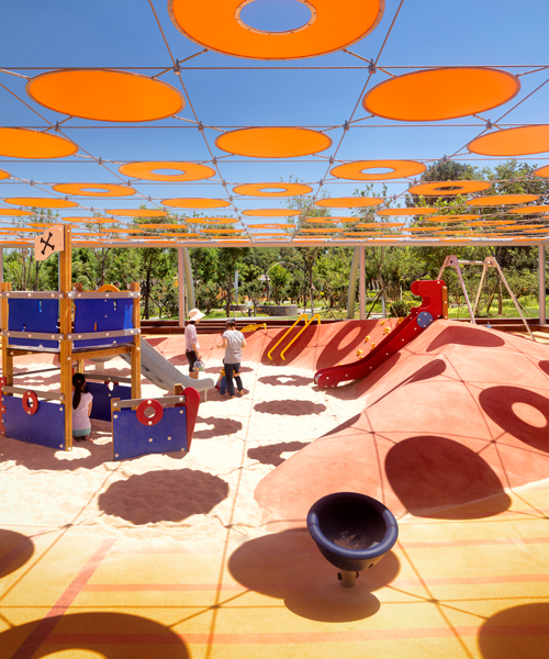 BAM's 'indigo playground' features discs that cast a checkerboard of shadows across the park