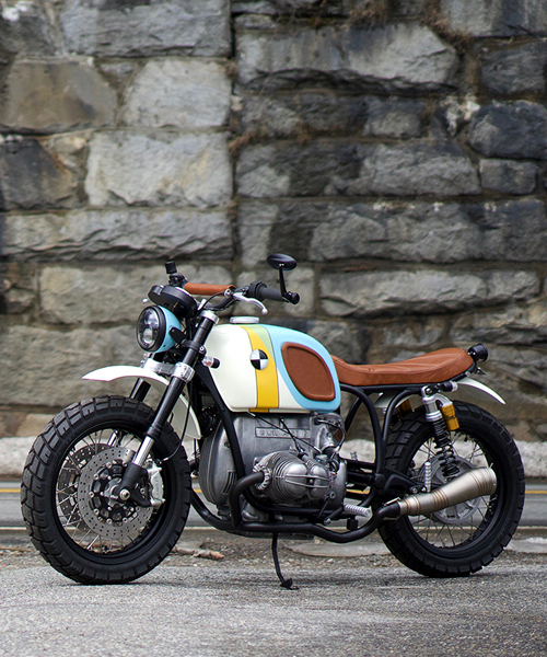 the BMW R60/6 custom motorcycle by vintage steele is a rainbow parade