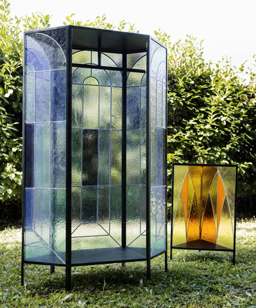 antonio aricò's cathedral glass cabinets reveal a celestial quality