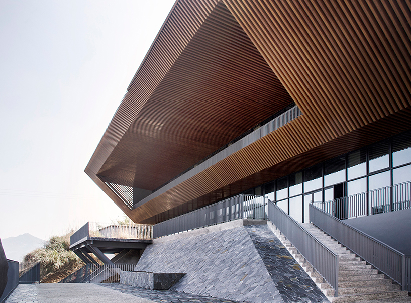 archi-union's cable car station frames the natural vista of the qiandao lake