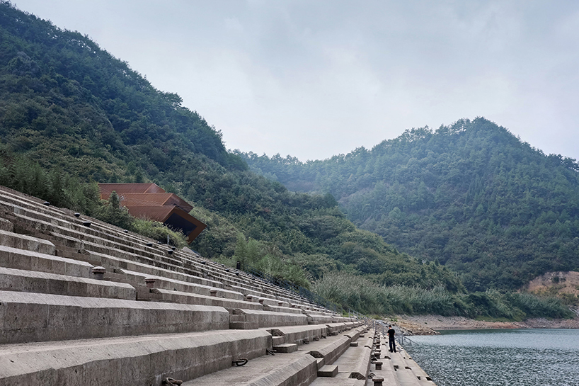 archi-union's cable car station frames the natural vista of the qiandao lake