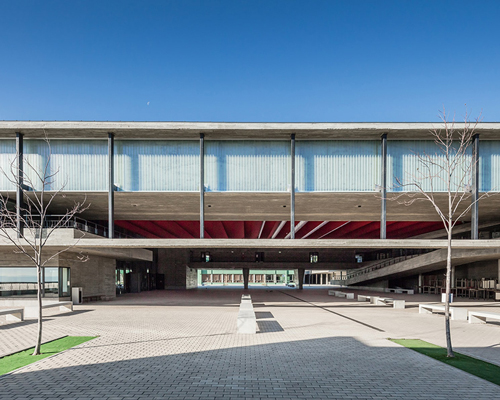 pedro machado costa + celia gomes overhaul high school in lisbon with a scenic approach