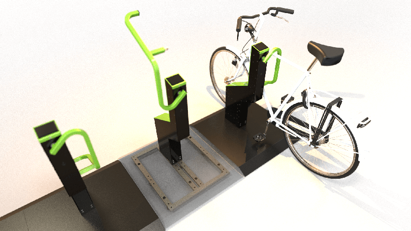 Lockable store bike rack