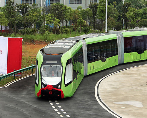 china unveils driverless train that follows painted lines instead of rails