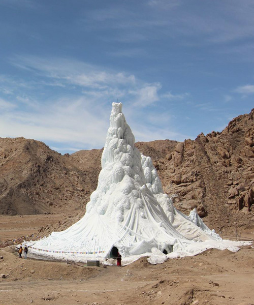 'ice stupa' sculpts artificial glaciers to ensure fresh water supply in rural india