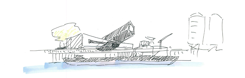 sporaarchitects' control building for the gyor-gonyu port overlooks the danube river