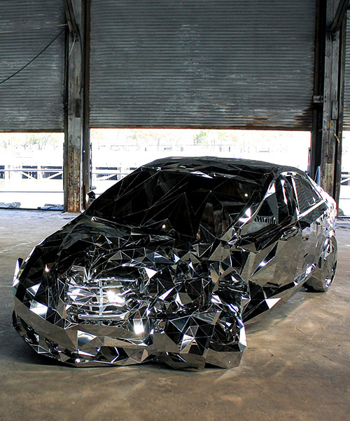 jordan griska's 'wreck' is a luxury mercedes benz S550 made from thousands of mirrors