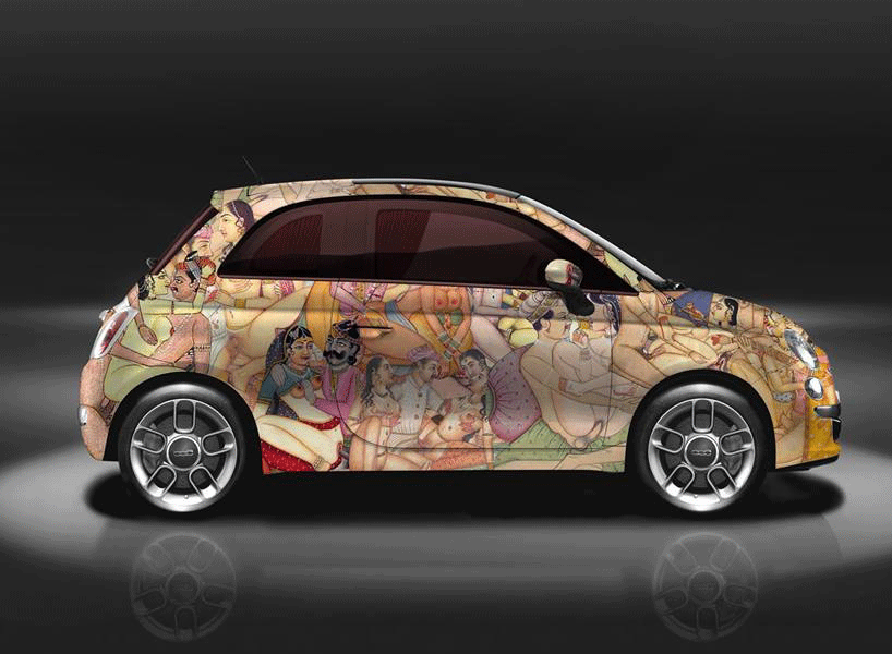 garage italia's kamasutra-wrapped fiat 500 uncensors itself as temperatures rise