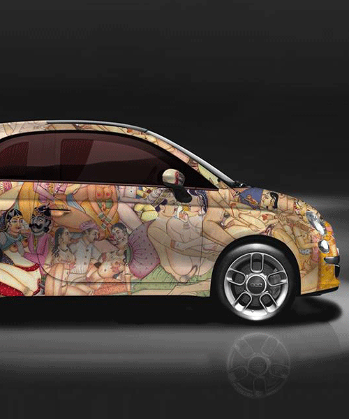 garage italia's kamasutra-wrapped fiat 500 uncensors itself as temperatures rise