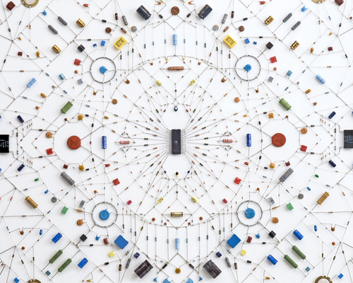 leonardo ulian composes intricate technological mandalas from electronic components