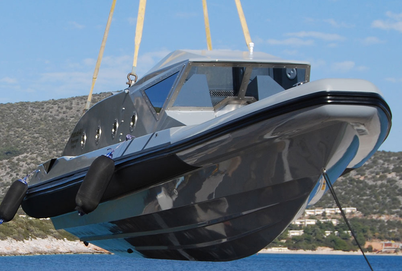 marvel 41 boat by marvel + nikos manafis is a one-off armored passenger carrier
