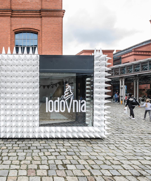 mode:lina envelops ice cream shop in poland with an array of white sport cones