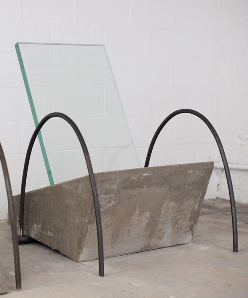 new york sunshine populates southampton pop-up with 300+ pound concrete chairs + shelves