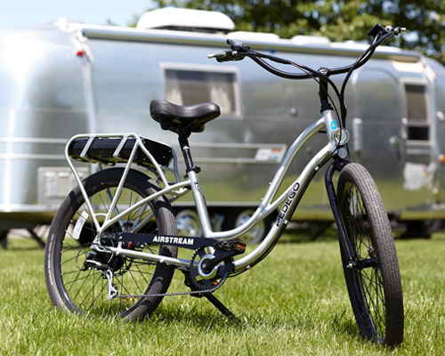 pedego teams up with airstream to turn the iconic 'silver bullet' camper into bicycle form