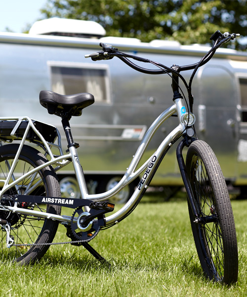 pedego teams up with airstream to turn the iconic 'silver bullet' camper into bicycle form