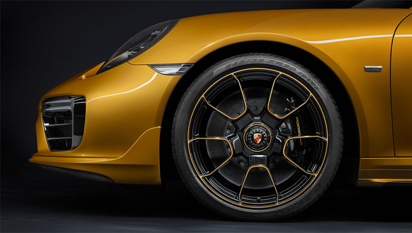 golden yellow porsche 911 turbo S exclusive series limited to 500 units