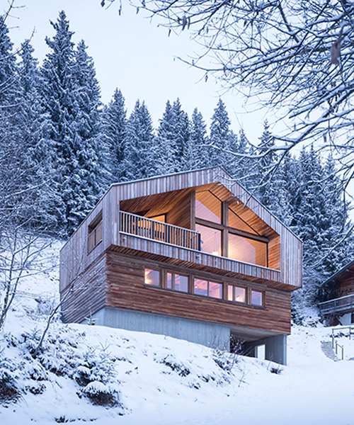 studio razavi frames the french alps inside concrete + timber mountain house