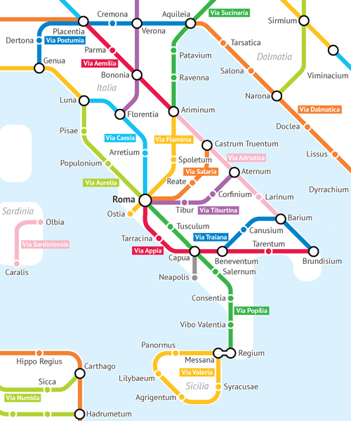 statistics student turns the roman empire's ancient roads into a subway map