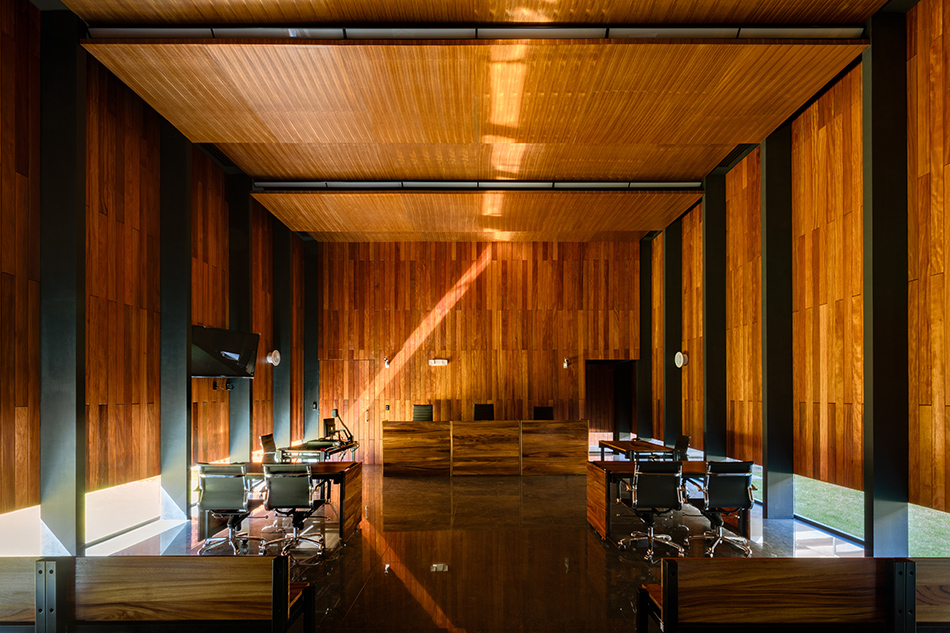 mauricio rocha + gabriela carrillo encircle courthouse in mexico with volcanic stone walls