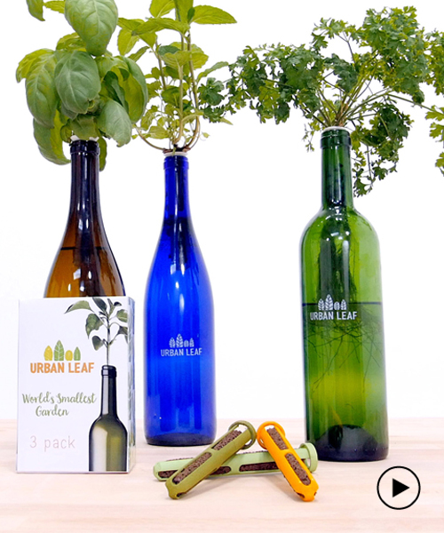 urban leaf's biodegradable plug turns a used wine bottle into the world