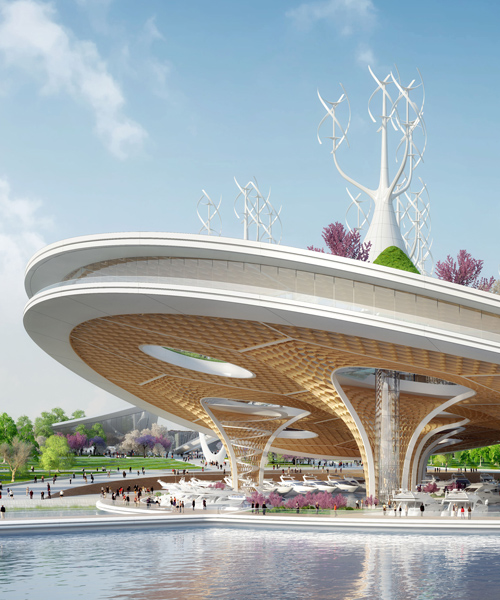 vincent callebaut conceives floating manta ray-shaped ferry terminal for seoul