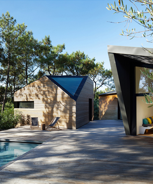 atelier du pont's award-winning poolside cabin is hidden in the pine groves of france