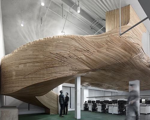 cui shu studio adds giant bamboo staircase in elephant group's newly renovated office