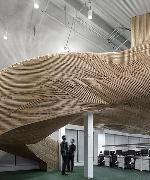 cui shu studio adds giant bamboo staircase in elephant group's newly renovated office