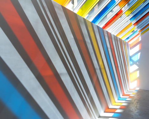 daniel buren transforms bortolami's tribeca gallery with playful trademark stripes