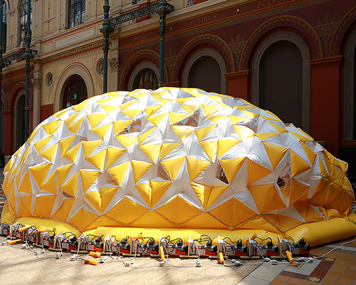 dynamorphe's inflatable pavilion develops the notion of interactivity with architecture