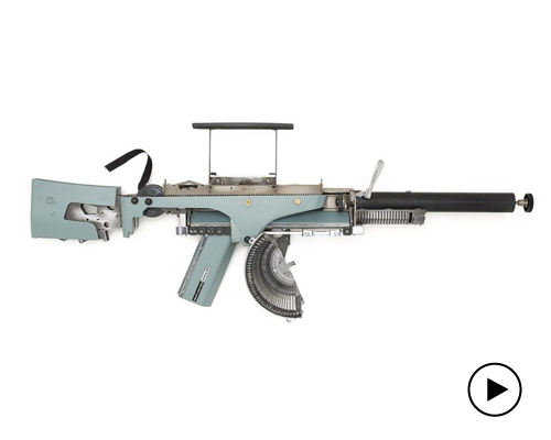 typewriter guns by eric nado play upon a war of words