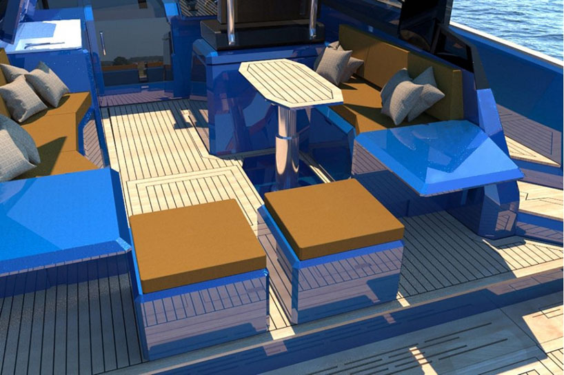 evo WA yacht's modular deck extends at the push of a button