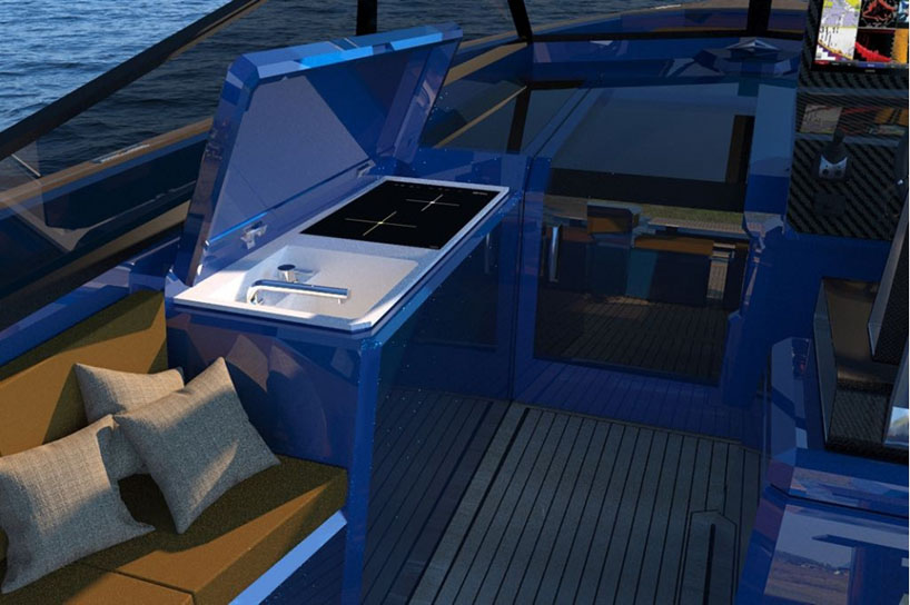 evo WA yacht's modular deck extends at the push of a button