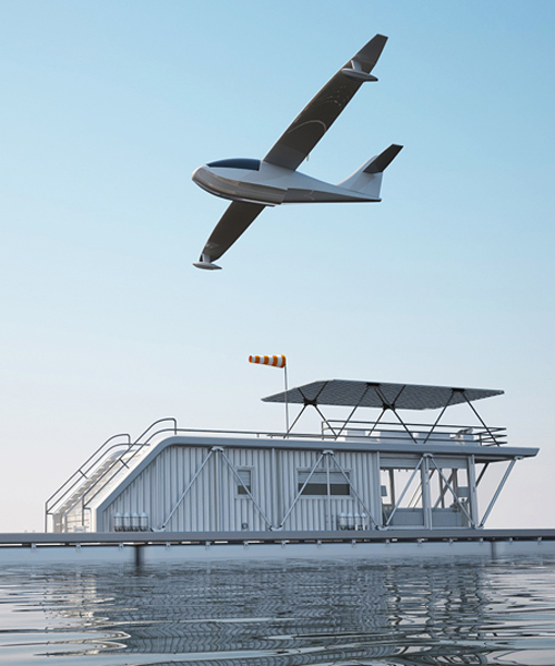 max zhivov's industrial featured hydrohouse includes a water parking for planes