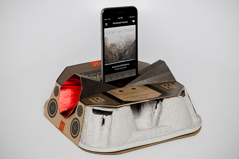 mcdonald's metamorphoses cup holder into recyclable boombox