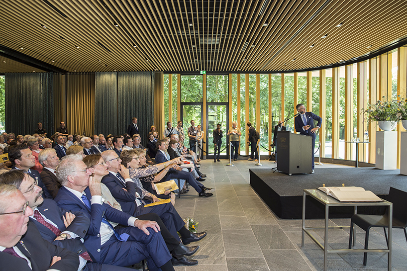 oversize roof tops mecanoo’s st. gerlach pavilion on dutch country estate
