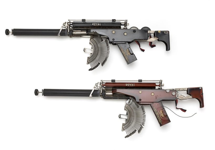 typewriter guns by eric nado play upon a war of words