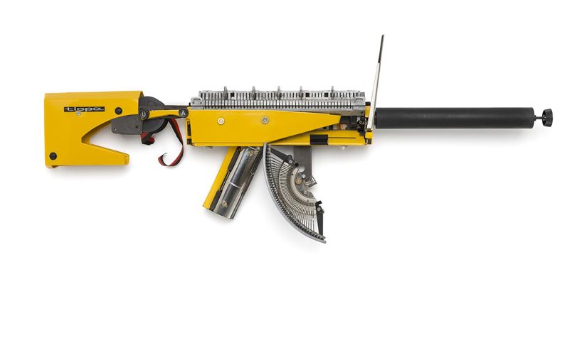 typewriter guns by eric nado play upon a war of words