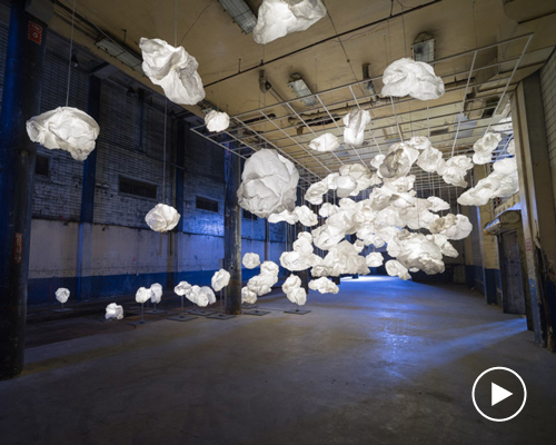 bridge's paper cloud installation empowers architects and designers from san antonio