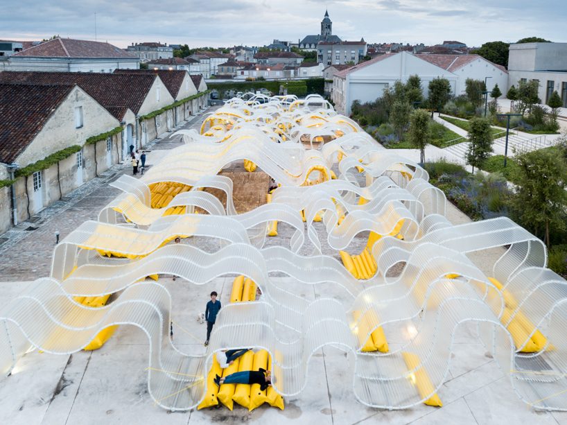 selgascano invades fondation d’entreprise martell's courtyard with transparent pavilion