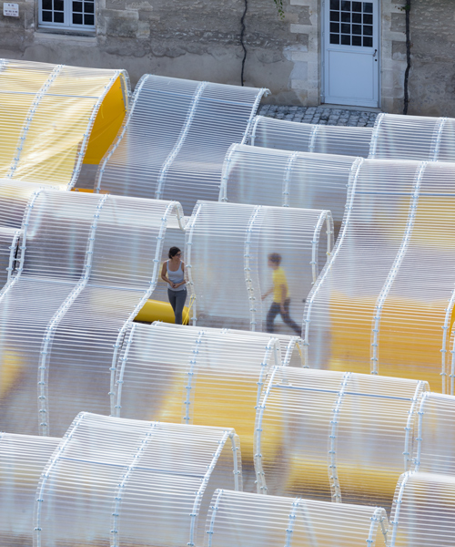 selgascano invades fondation d’entreprise martell's courtyard with transparent pavilion