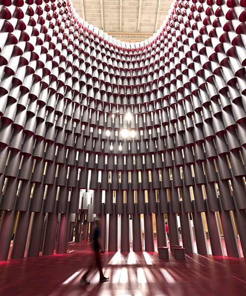 studio gang sculpts soaring, inhabitable 'hive' from 2,700 wound paper tubes