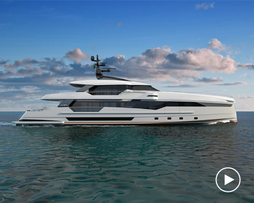 sporty-styled wider 130 yacht sails with waterside beach club