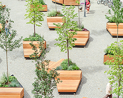 atelier starzak strebicki revives courtyard in poland with landscaped street furniture