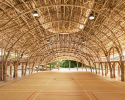 chiangmai life architects constructs zero-carbon sports hall in thailand entirely from bamboo