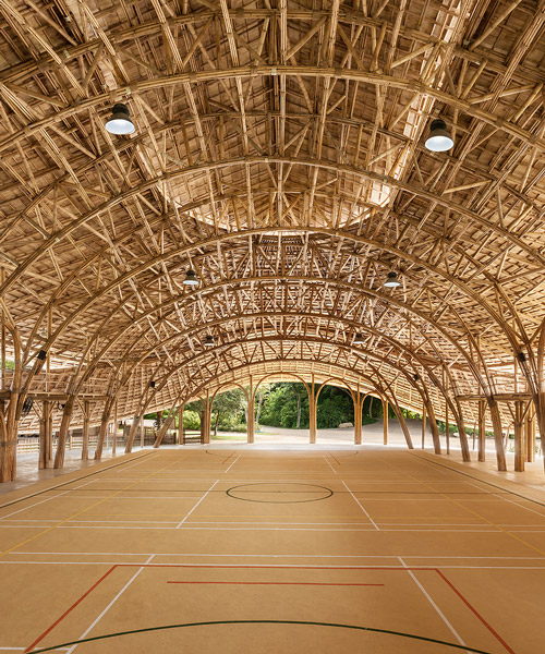 chiangmai life architects constructs zero-carbon sports hall in thailand entirely from bamboo