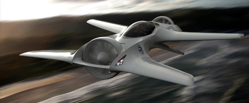 the delorean aerospace flying car is built like an F1 race car for the sky designboom