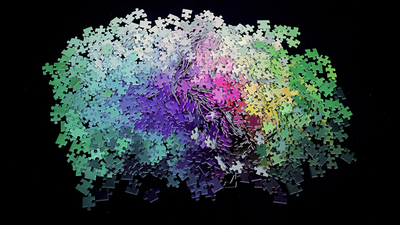 this giant color gradient puzzle has 1,000 individual color tiles designboom