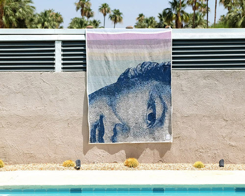 hiller dry goods converts world currencies into colorful and abstract blankets